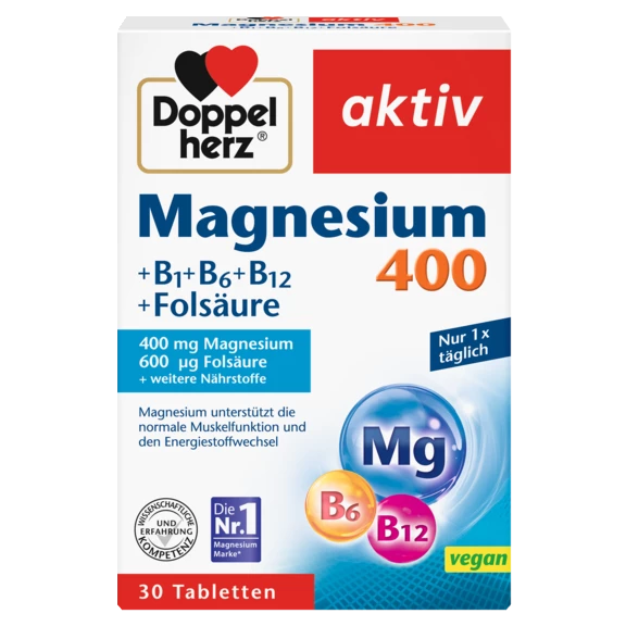 Illustration of the product packaging Doppelherz aktiv Magnézium 400 front view